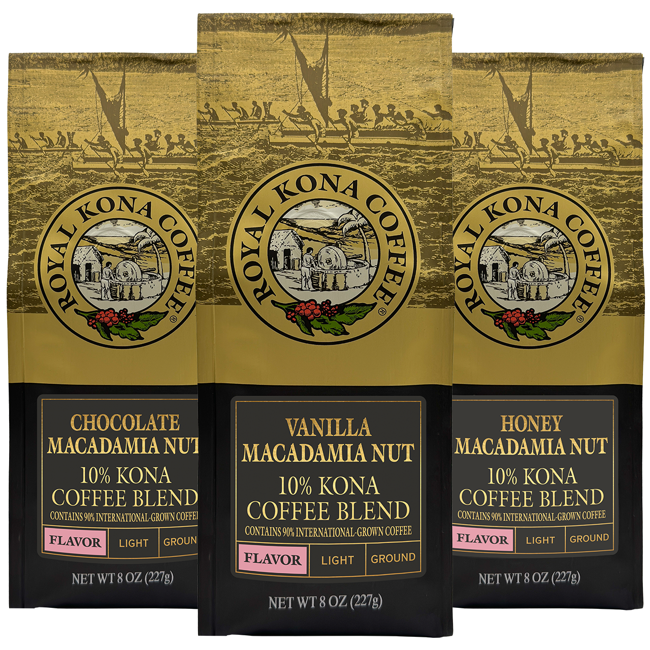 Flavors of Macadamia 10% Kona Blend Collection - Royal Kona Coffee
